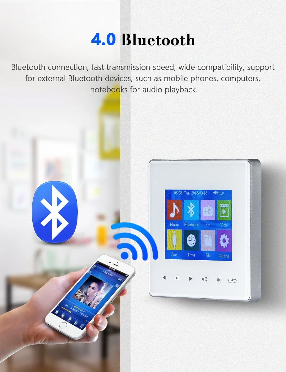 OUPUSHI AG-3 кнопочная панель музыкальный контроллер, домашняя аудиосистема с bluetooth настенная клавиатура для многокомнатного аудио