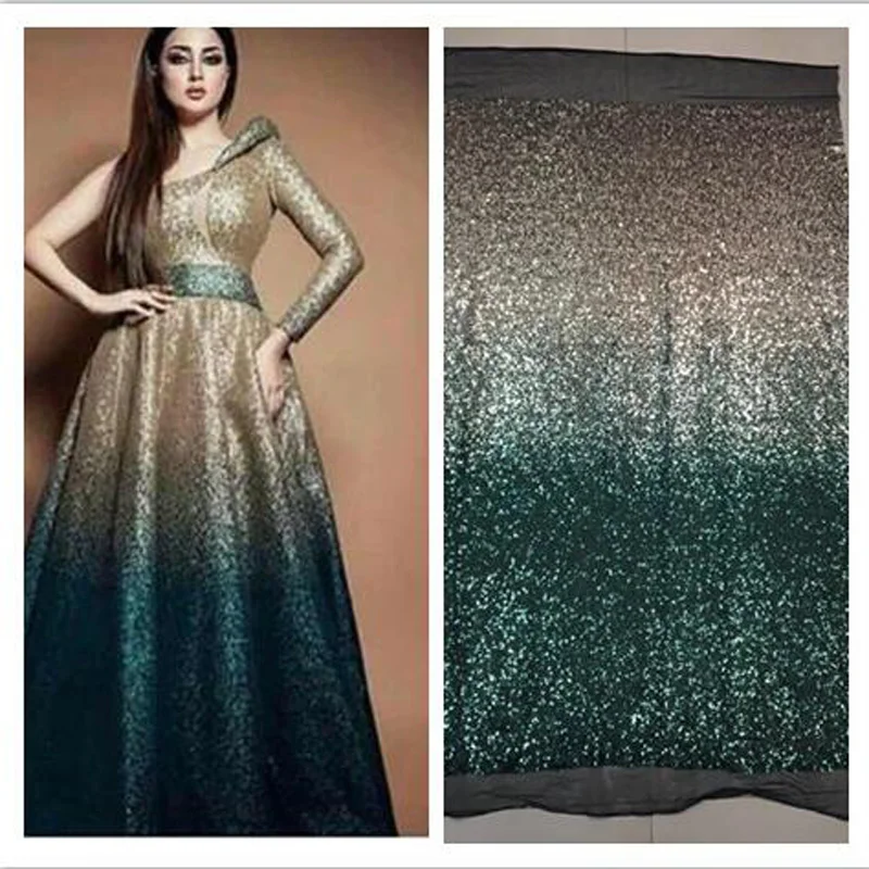 (5 ярдов/шт) высокое качество градиент Золотой Зеленый африканские пайетки