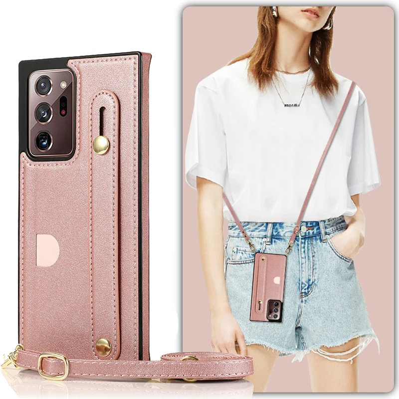

Fashion Crossbody Bag Leather Case For Samsung Galaxy Note 20 Ultra Note 10 9 S10E S9 S10 Plus S20 Ultra Back Cover Shoulder Bag