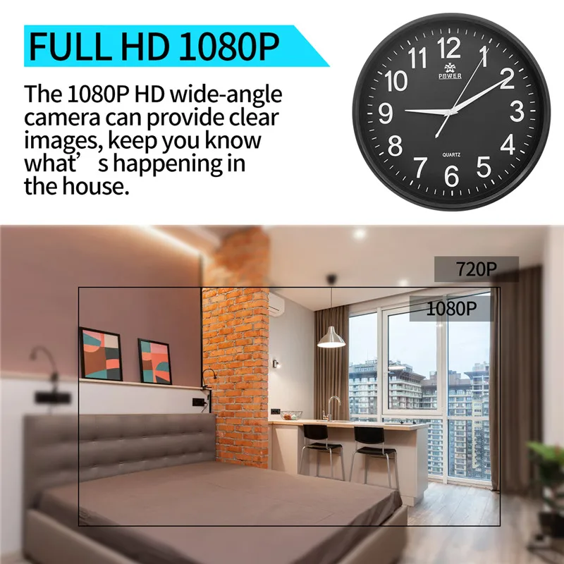 Invisible Wall Clock Camera WIFI Tuya IP Indoor Micro Secret Video Cam Night Vision Mini Full HD 1080P | Электроника
