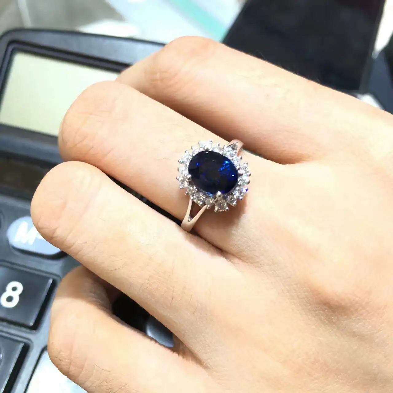 18K золото 0.887ct натуральный сапфир женское кольцо с 0.372ct Бриллиантовая установка новое Изысканное Украшение на свадьбу обручальное кольцо