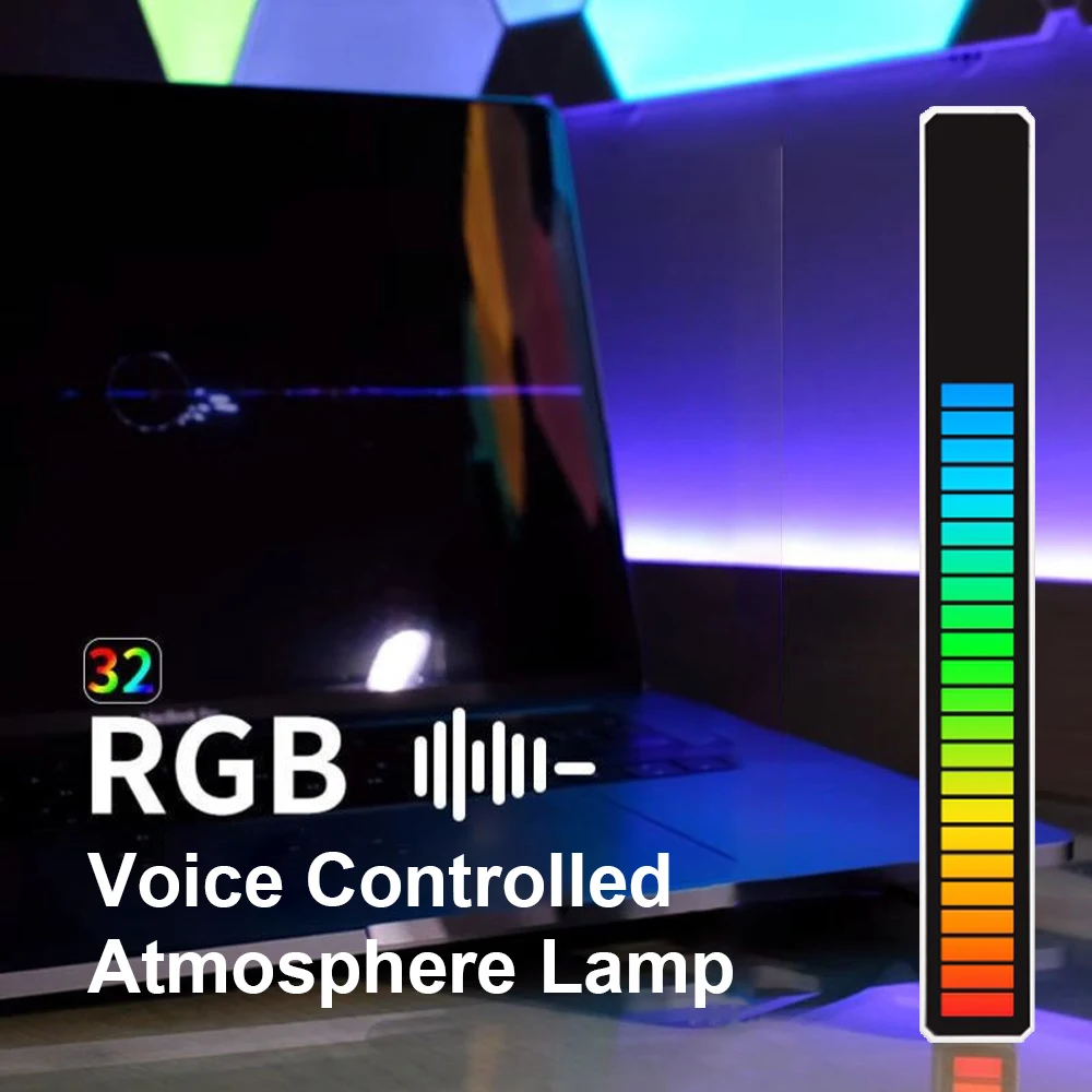 

LED USB Charging 18 Colors Dimmable Strip Light Sound Control Pickup Rhythm Light Music Atmosphere Light RGB Colorful Tube