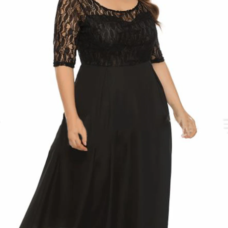 UDFSU женское кружевное вечернее платье с круглым вырезом винтажное в стиле