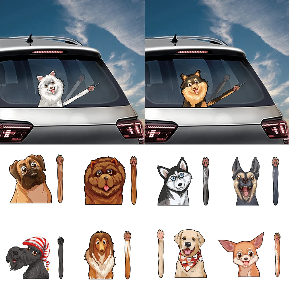 Милая Автомобильная наклейка s собака развевающаяся стеклоочистителя