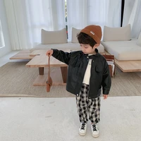 pu spring autumn coat outerwear top children clothes kids costume teenage gift plus size boy clothing high quality