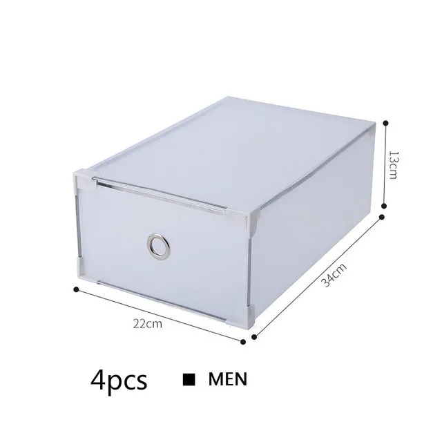 Men-4pcs Толстая пластиковая коробка для обуви, полупрозрачные ящики для хранения, Пыленепроницаемая комбинация ящиков, коробки для хранения, органайзер для обуви для мужчин и женщин - Цвет: Men-4pcs