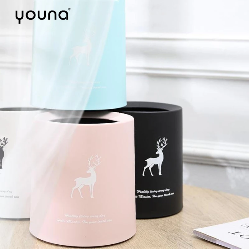 Desktop Trash Can Simple Solid Color Rubbish Beautiful Pattern Decoration for Dressing Table Desk Bedroom Durable Bin | Дом и сад