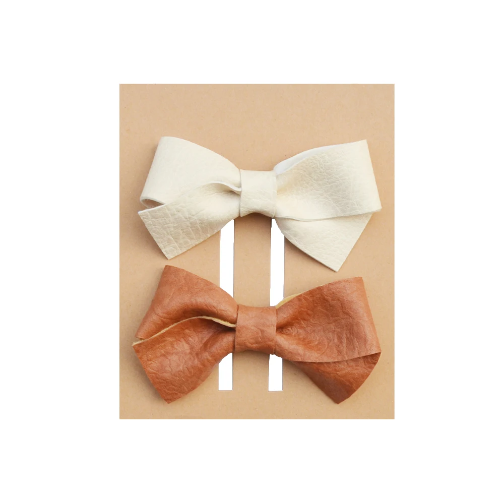 Зажим для волос девочек из искусственной кожи с большим бантом | Аксессуары