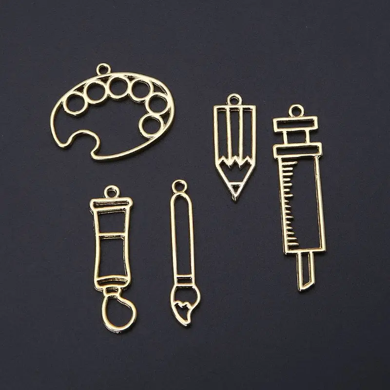 5Pcs Painter Pen Palette Frame Pendant Open Bezel Setting For UV Resin Jewelry | Украшения и аксессуары