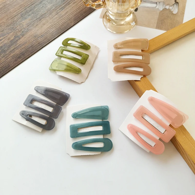 

3 pcs Plastic Hair Clip Hairdressing Clamps Pink Green Blue Grey Hair Clips Sweet For Hair Styling Accessories