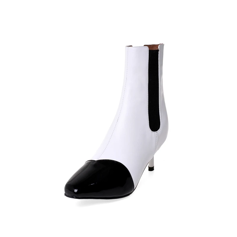 Женские ботильоны с острым носком удобные ботинки из натуральной кожи на высоком