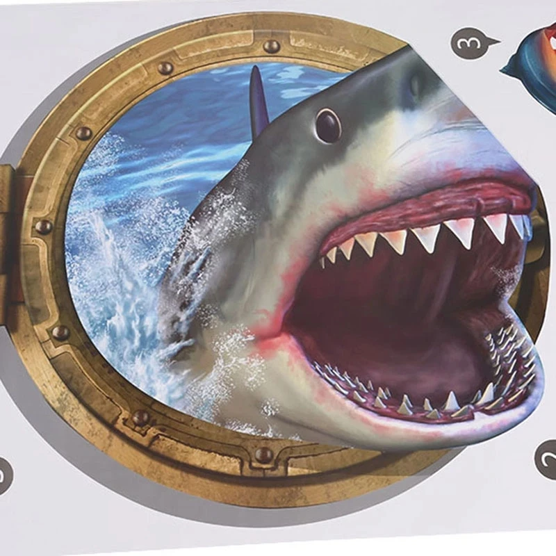 

3D Shark Porthole Views Wall Sticker Kindergarten Kids Room Bedroom Sofa Background Wall Decals PVC Mural Home Decor
