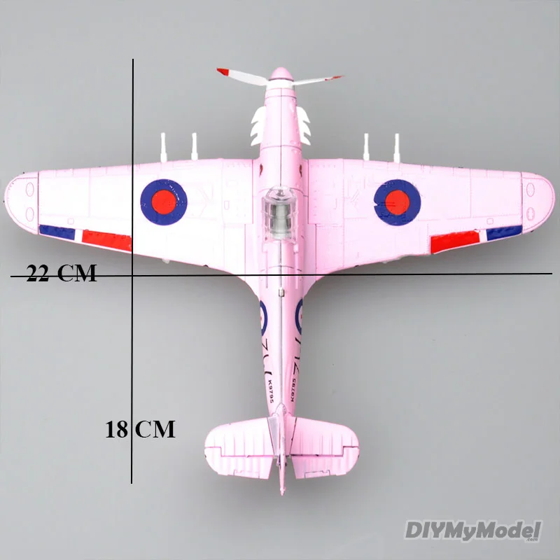Juego de 6 piezas de diferentes colores para ni&ntilde;os, juguete de simulaci&oacute;n de combate, juegos de herramientas de construcci&oacute;n, avi&oacute;n fundido a presi&oacute;n War-II, caza de hurac&aacute;n, 1/48-3