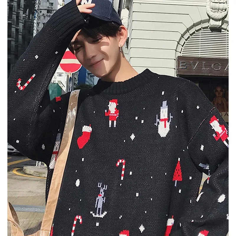 Свитер осень-зима для мужчин шикарный Рождественский свитер с круглым вырезом