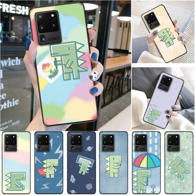 

Cute Couples Dinosaur Funny Flowers Color Painting Phone Case For Samsung Galaxy S20 Ultra FE Lite Plus Funda Carcasa Coque
