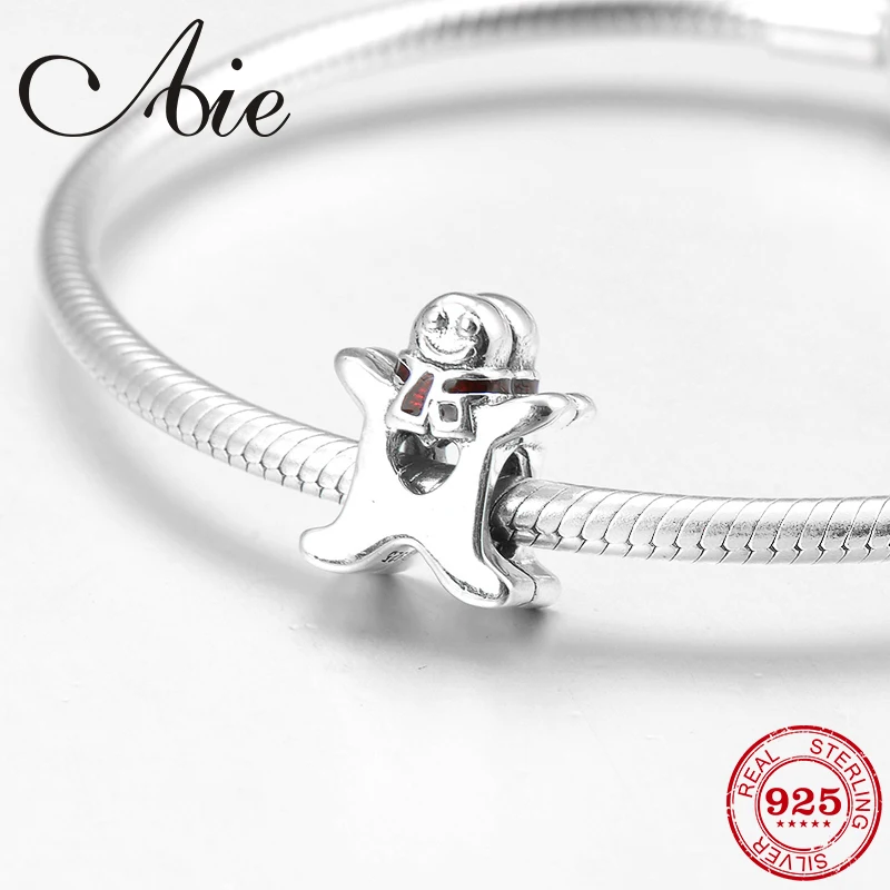 100% Настоящее серебро 925 пробы изящные бусы happy gingerbread Man оригинальный браслет Pandora