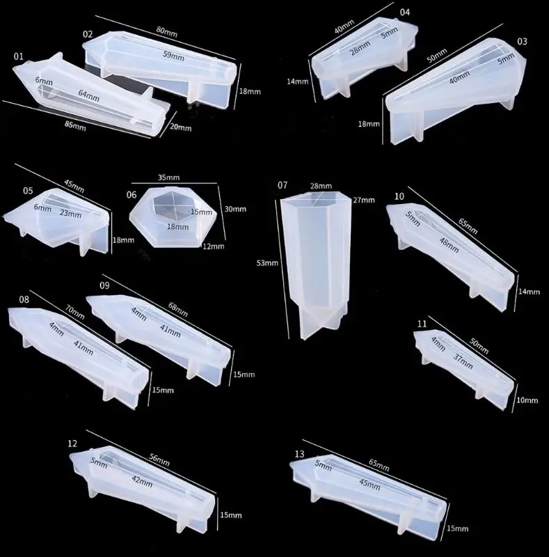 

19Pcs Resin Pendulum Mold Silicone Quartz Crystal Molds with 30Pcs Bead Kit 62KE