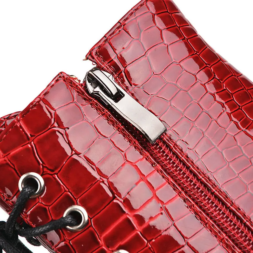 Женские ботинки до середины икры QUTAA черные из искусственной кожи на тонком