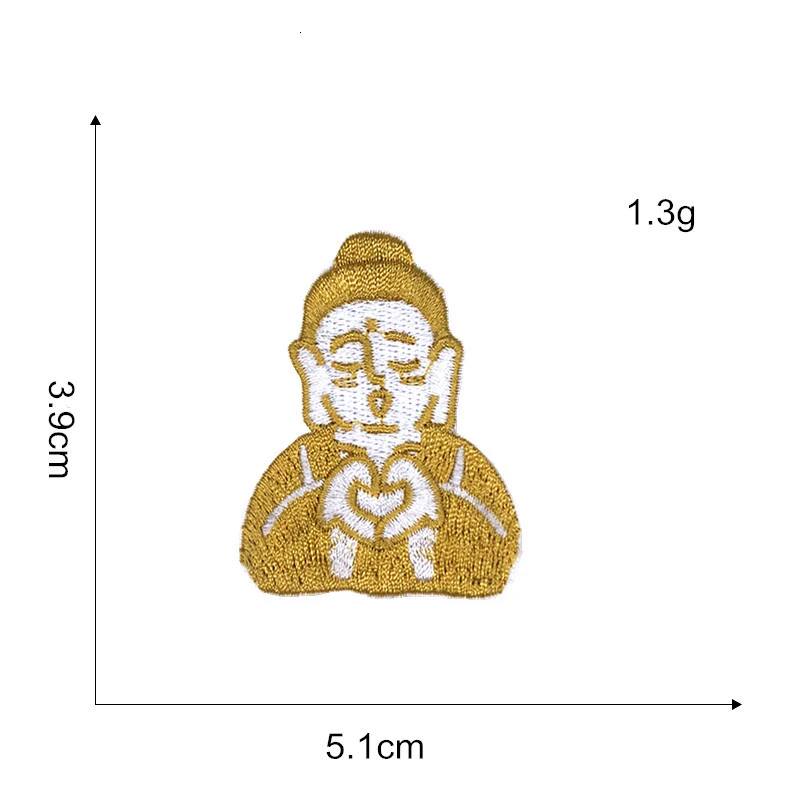 Футболка девушка вышитая нашивка золотой жест аппликация Будды термоклейкие