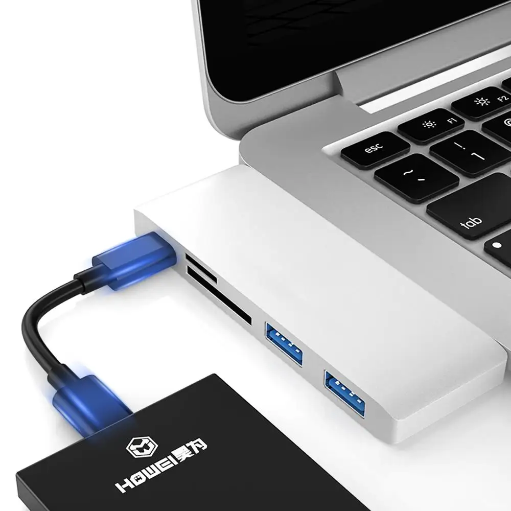 Горячая продажа Новое поступление 5 в 1 USB3.0 Тип C адаптер концентратор с микро TF /SD