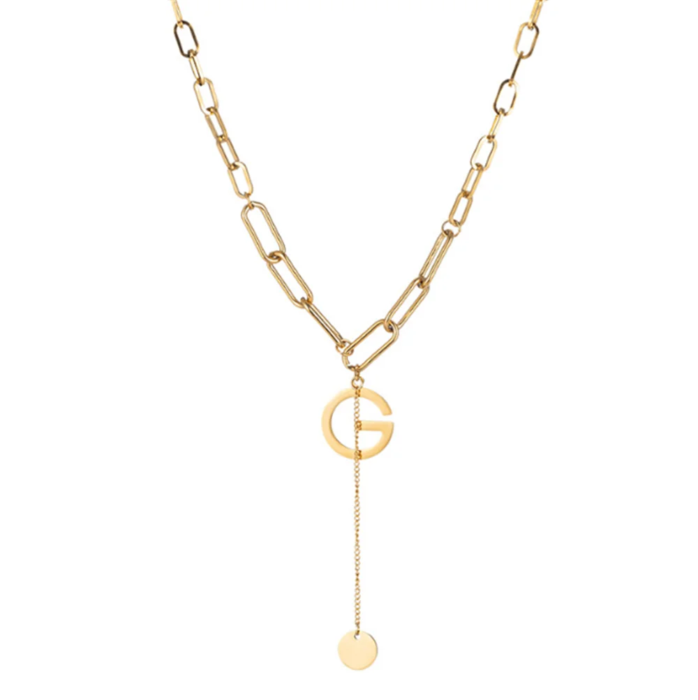 

316L Stainless Steel Hip Hop Double Necklace Retro Thick Chain English Letter D H M Letter Necklace No Fade