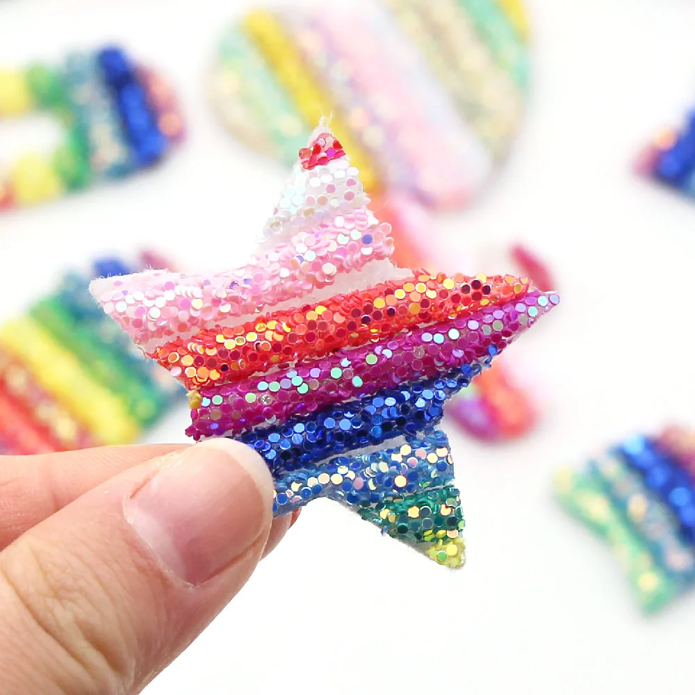 5 шт. сердечки/звезды/цветы патчи блестки труба радуга аппликация капли воды