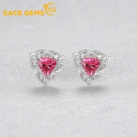 sace gems romantic 100 925 sterling silver ruby gemstone flower plant ear studs white gold earrings jewelry wholesale lots bulk
