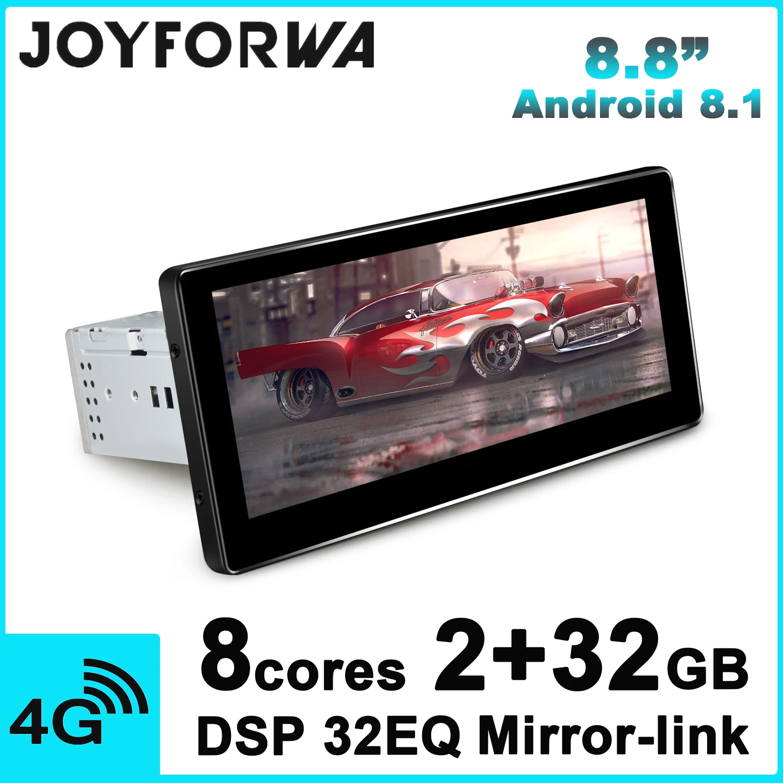 Автомобильный мультимедийный плеер восемь ядер экран 8 дюйма Android 4G SIM