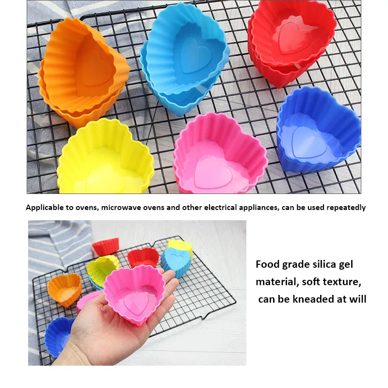 Dozzlor 12 шт./лот в форме сердца силиконовые мини-Формы для кексов инструменты