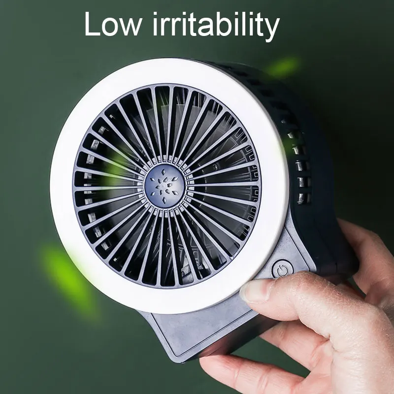 

Fan Three Gears with Lamp USB Charging Strong Wind Folding Dormitory Bedside Small Table Fan for Student Girls Fans H-best