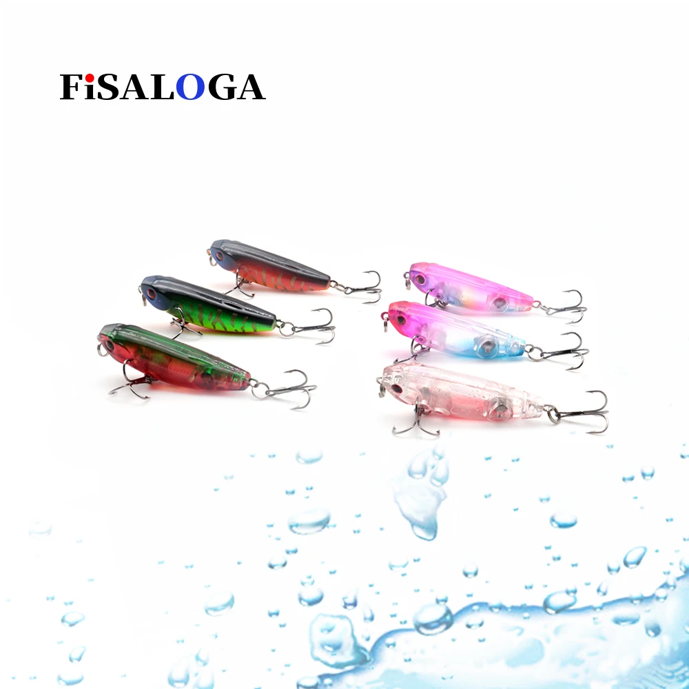 Topwater приманка для рыбалки карандаш 55 мм 5,5 г воблер плавающая Swimbait FiSALOGA Walk The Dog Bass Trout Pike Carp Bait Gift 2 VMC Hook
