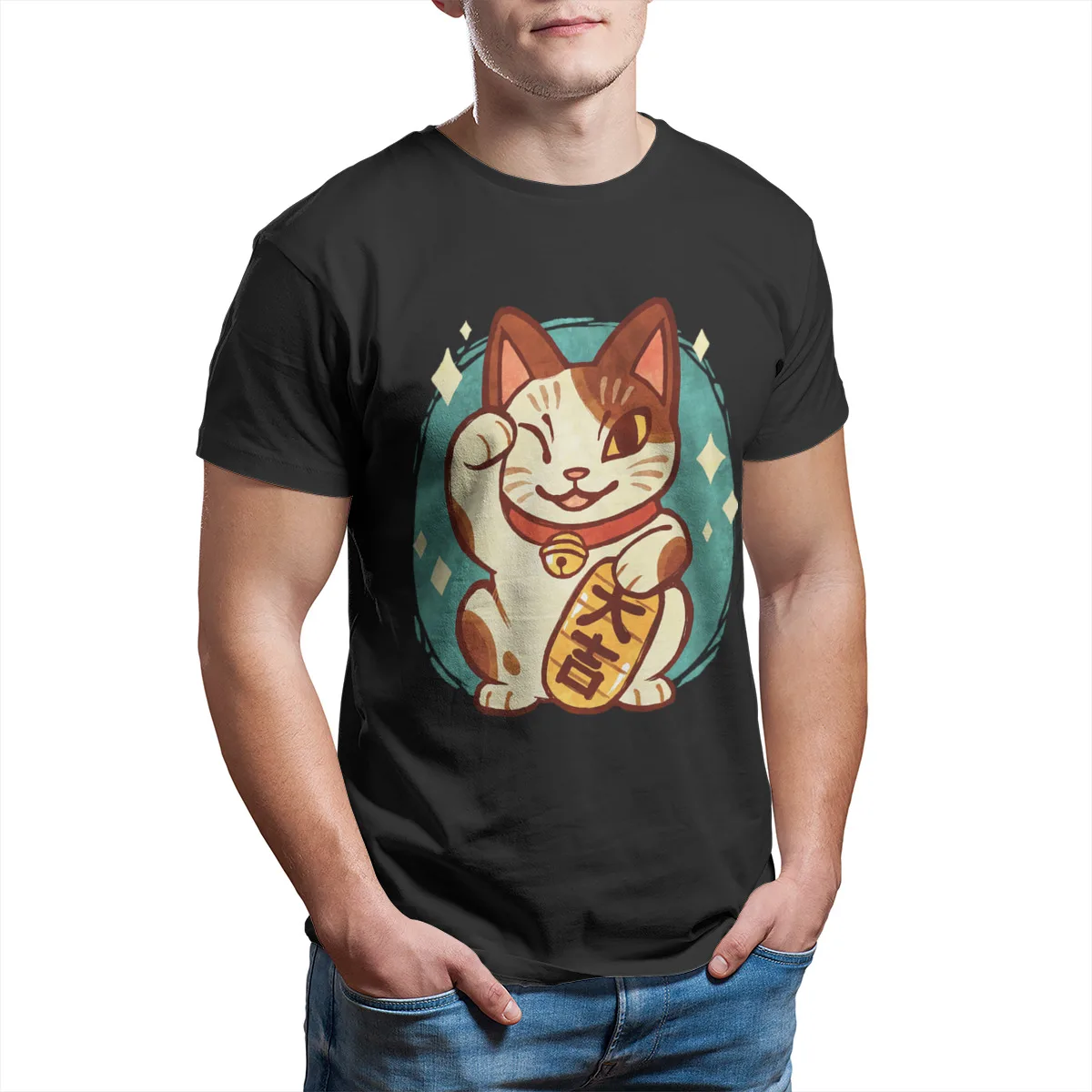 

Lucky Cat Essentials US Size summer High Quality Harajuku Men's T-Shirts 137605