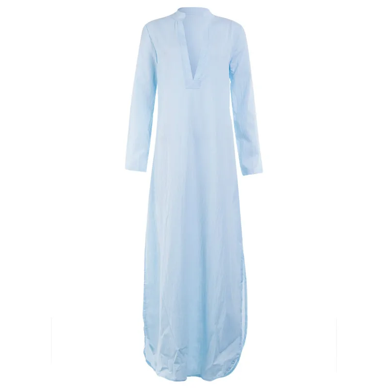 Женское льняное пляжное платье макси в стиле бохо цыганские платья халат с