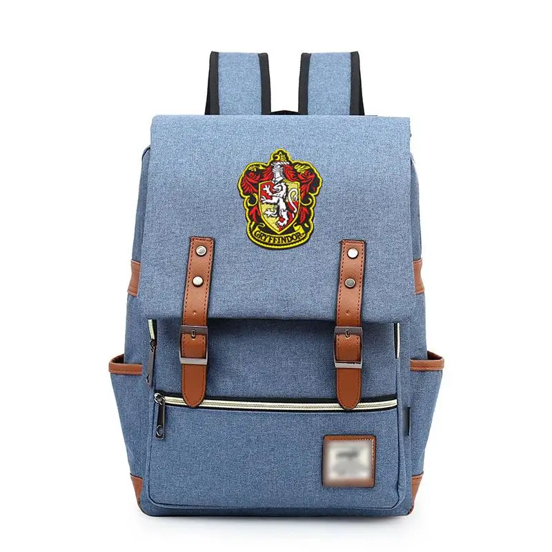 Магический Хогвартс Ravenclaw Слизерин Гриффиндор мальчик Девочка студенческая школьная сумка подростковые школьные сумки холст вышивка рюкзак - Цвет: O