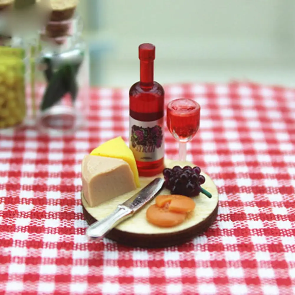 

Dollhouse furniture cute mini resin wine bottle cup cake saucer children's dollhouse miniature decoration dollhouse accessories