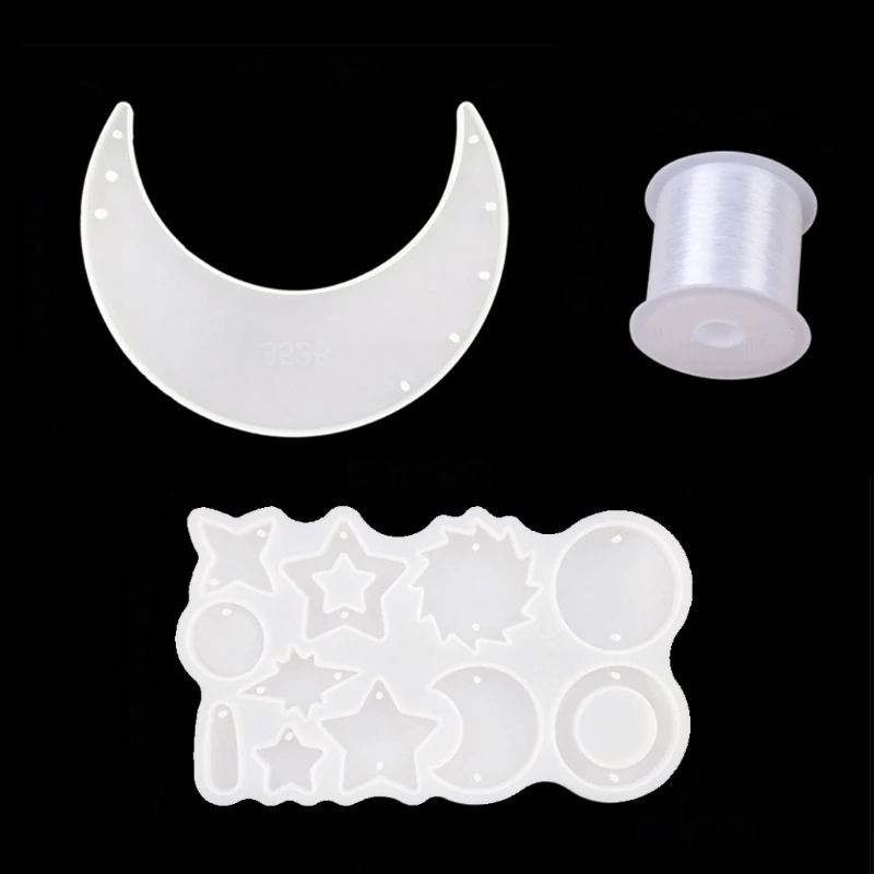 

Moon Wind Chimes Epoxy Resin Mold with Rope Hanging Ornaments Casting Silicone Mould DIY Crafts Jewelry Decorations Casting