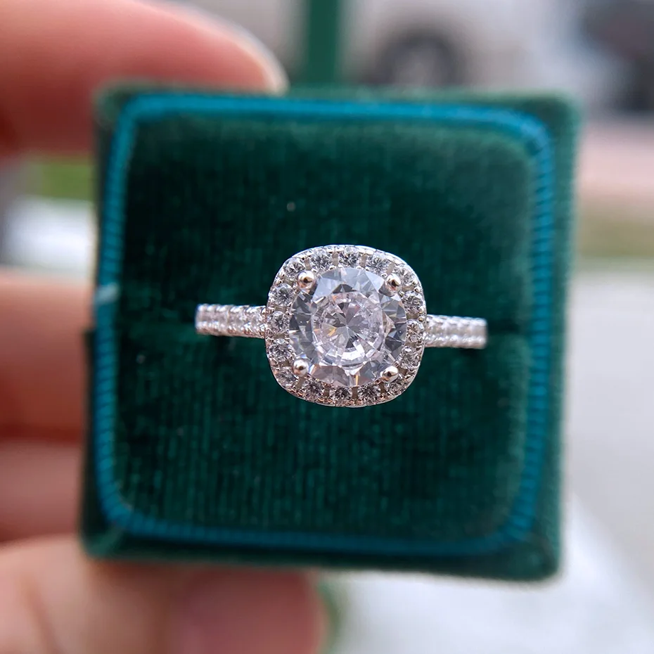 

GZXSJG Natural Moissanite Rings For Women 1.2ct 7.0mm Round Cut GRA Diamond Test Passed Fashion Claw Setting Wedding Ring Gift