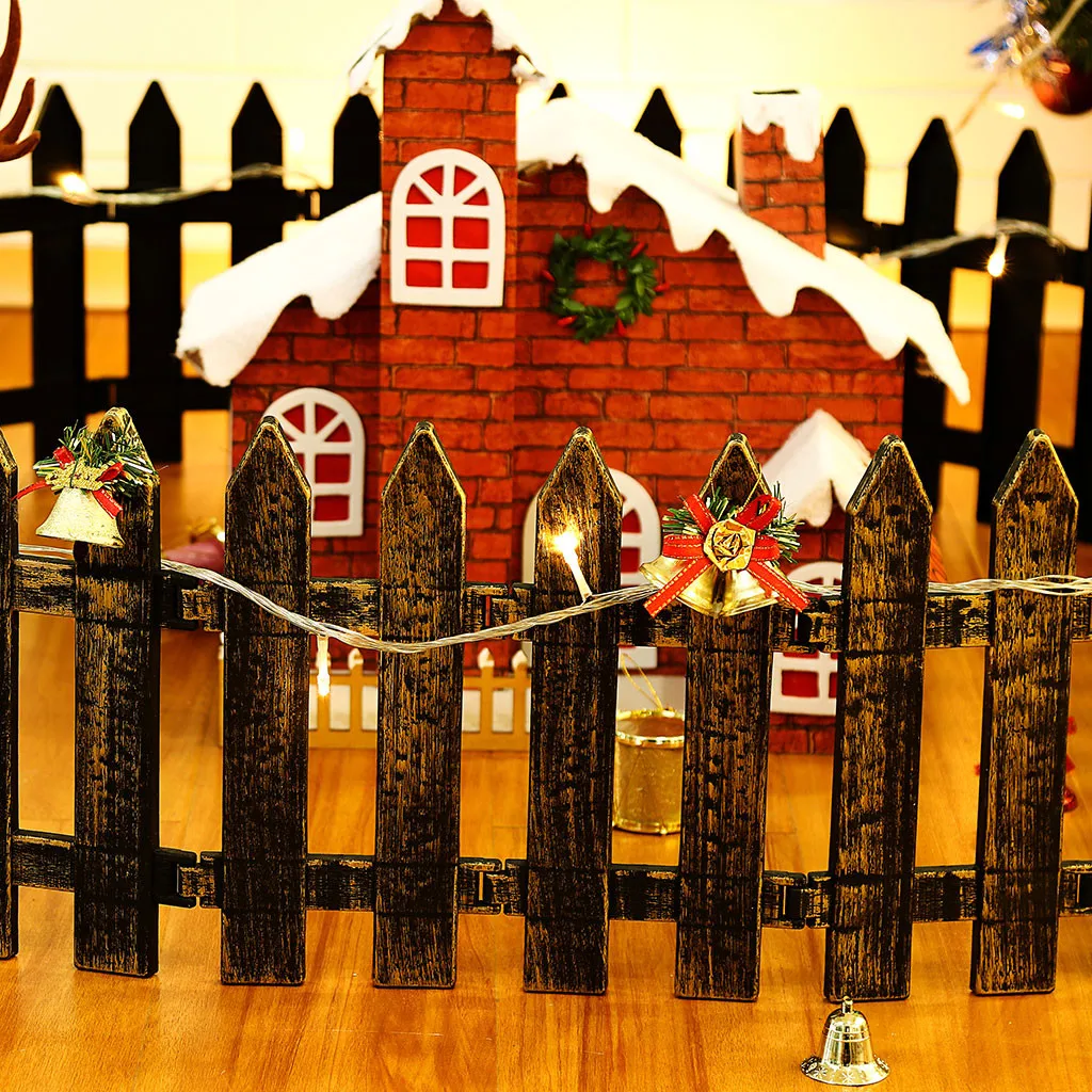 Kerst отель winkelumum Supermarkt Decoratie пластик Decoratieve Hek Tuin hek золото 14X25 см 5 X Рождественская елка забор# W