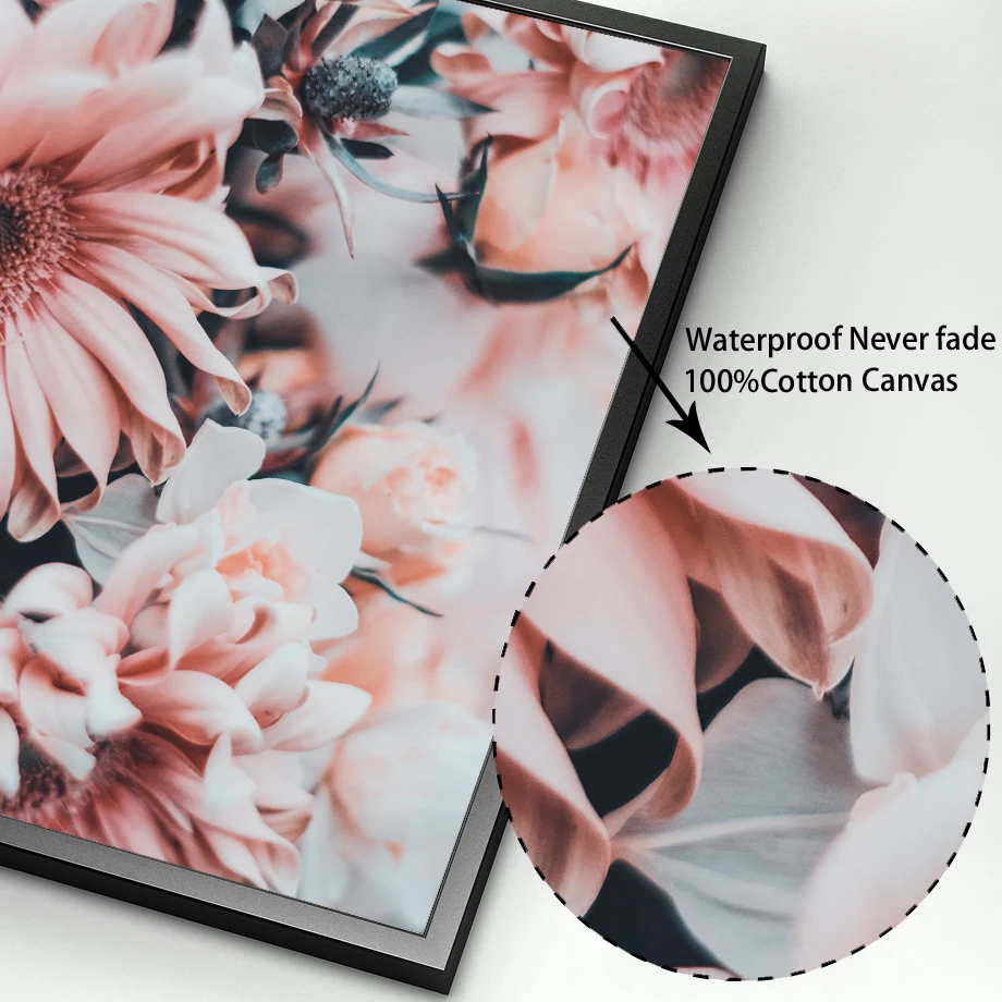 

Modern Pink Flower Petal Letter Wall Art Canvas Painting Pictures Poster Print Interior Gallery for Living Room Home Decoration