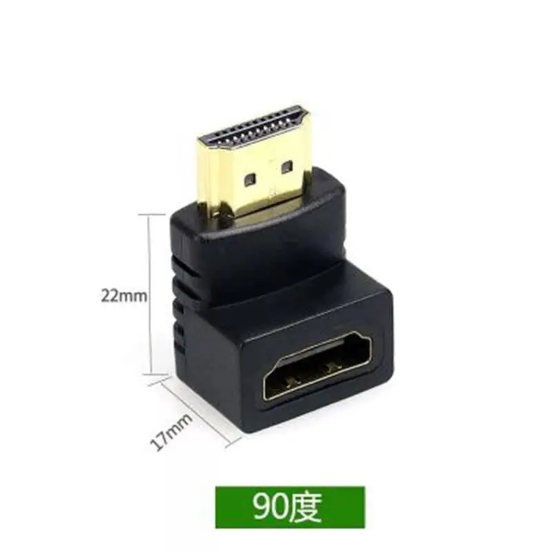 

HD Adapter Cable Extension Head M/F Male to Female Adapter 90 Degree Head Black