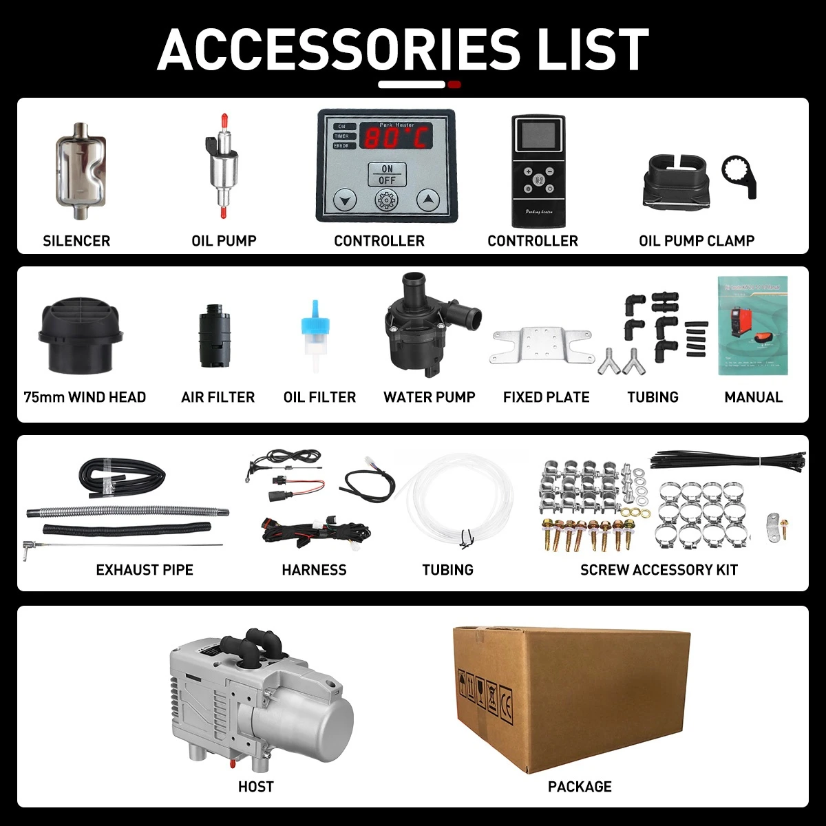 Комплект воздушного отопителя универсальный водонагреватель для дизельного