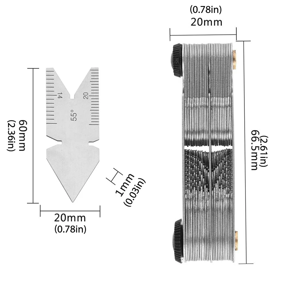 

4PCS Screw Thread Pitch Gauge Inch Metric 55 Degree 60 Degree Center Gauge Measuring Tool Metric Inch Thread Plug Measurement