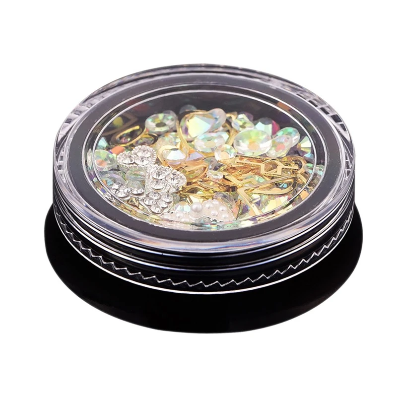 4 коробки 3D наконечники для ногтей Алмазный плоский камень украшение