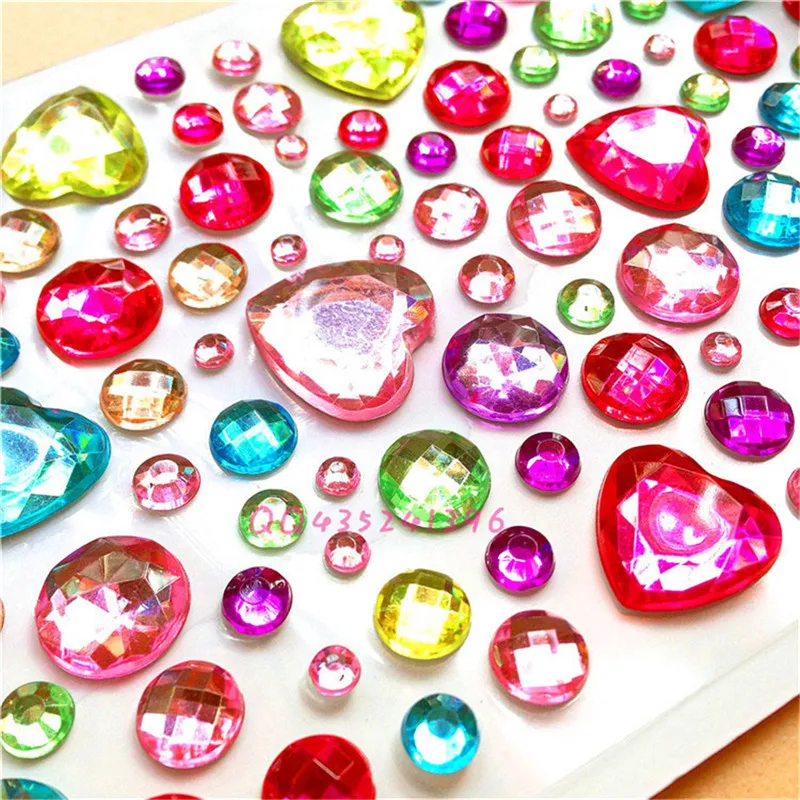 

1 Sheet Glitter Heart Style Crystal Jewel Diamond Sticker DIY 3D Crystal Rhinestones Stickers Self Adhesive Sticker