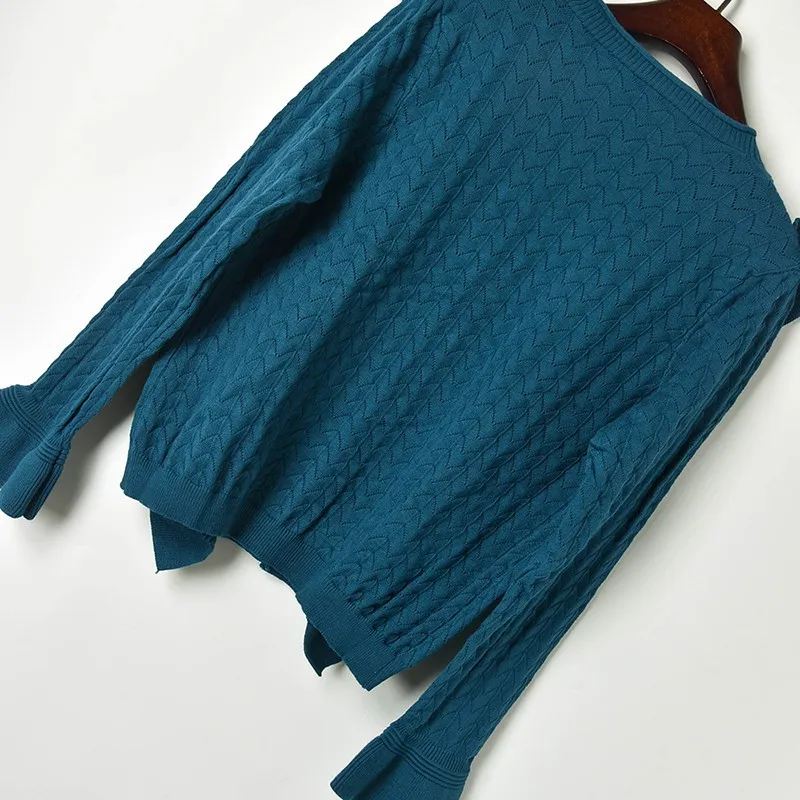 Женский трикотажный кардиган с оборками однобортный ажурный в стиле ретро