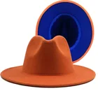 Шляпа в стиле пэчворк для мужчин и женщин, винтажная фетровая Федора, хлопковая шляпа с широкими полями, оранжевая, королевская, синяя
