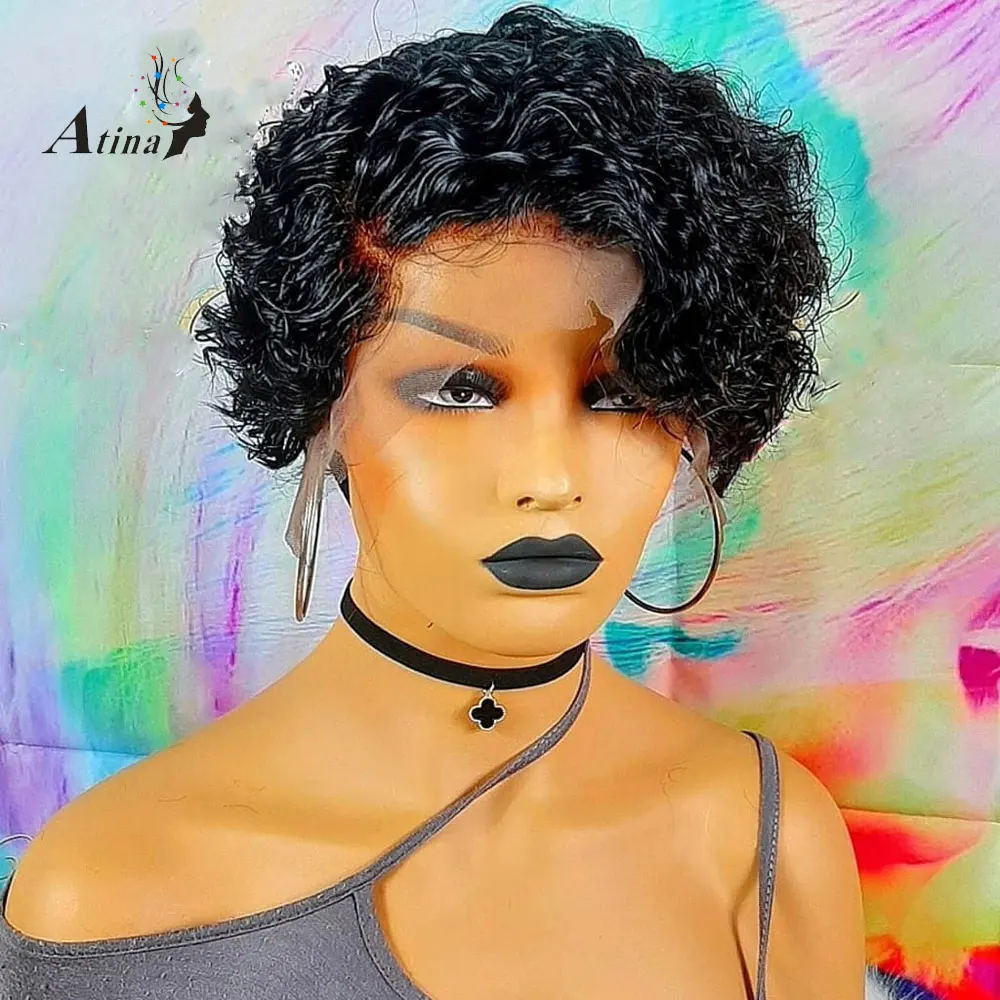 Вьющийся парик из человеческих волос 13x4 на сетке спереди бразильский с