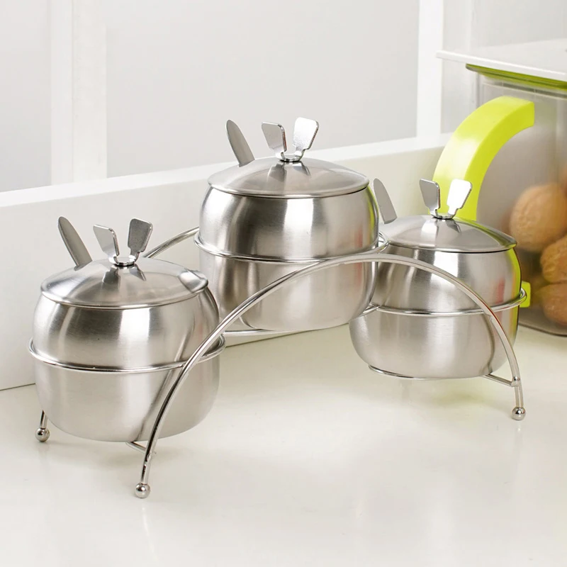 7 шт./компл. Кухня поставки Apple Форма Нержавеющая сталь приправа горшок Емкость