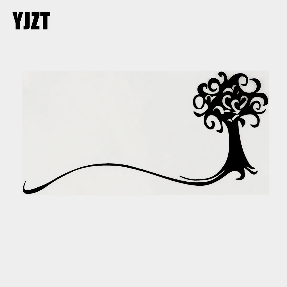 

YJZT 19.7CM×9.3CM Fashion Plant Tree Patterned Vinyl Car Window Sticker Decal Black/Silver 18B-0624