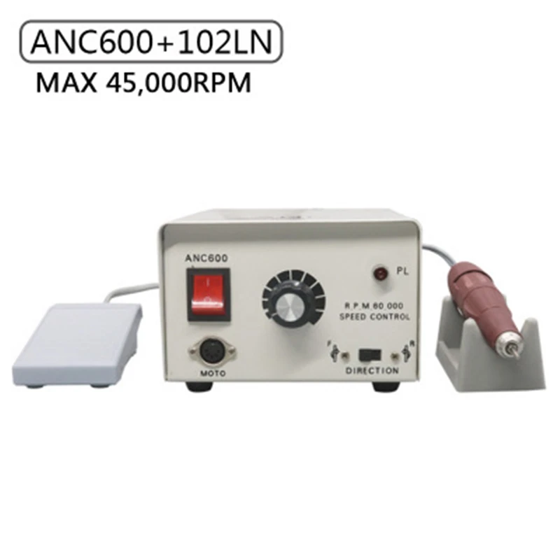 ANC600 45000 об/мин микромотор сильный 102LN дрель для ногтей Полировка гравюра 100Вт